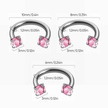 Load image into Gallery viewer, Zirkonia Hestesko Ring med Gjengede Stener for Piercinger