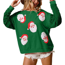 Load image into Gallery viewer, Women's Sequin Santa Sweatshirt