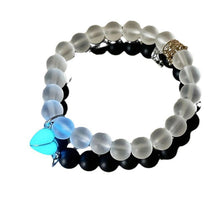 Load image into Gallery viewer, Couple's Light Up Beaded Bracelet with Crown and Heart - Set of 2