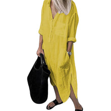 Load image into Gallery viewer, Elegant Solid Color Slit Shirt Dress