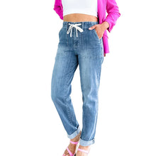Load image into Gallery viewer, Blue Pull On Denim Joggers