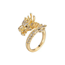 Load image into Gallery viewer, Delicate Dragon Open Adjustable Zirconia Good Luck Ring