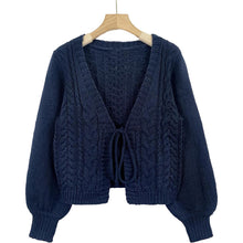 Load image into Gallery viewer, Women's Solid Long Sleeve Tie Front Cardigan