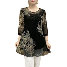 Load image into Gallery viewer, Embroidered Mesh Round Neck T-Shirt