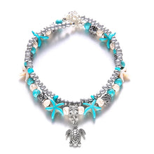Load image into Gallery viewer, Sea turtle Anklet Starfish Turquoise