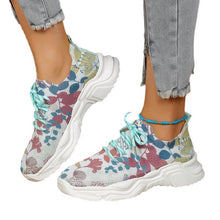Load image into Gallery viewer, Floral Print Lace-up Breathable Sneakers