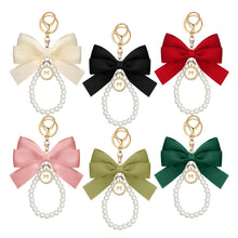Load image into Gallery viewer, Cute Faux Pearl Decorated Wristlet Keychain
