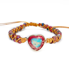 Load image into Gallery viewer, Natural Stone Heart Charm Bracelet