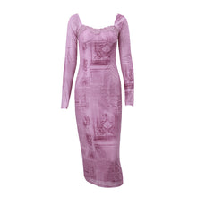 Load image into Gallery viewer, Pink Fitted Long-sleeve Dress
