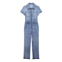 Load image into Gallery viewer, Slim Bootcut Denim-Jumpsuit