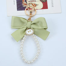 Load image into Gallery viewer, Cute Faux Pearl Decorated Wristlet Keychain