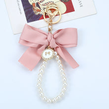 Load image into Gallery viewer, Cute Faux Pearl Decorated Wristlet Keychain