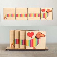 Load image into Gallery viewer, Dachshund Wood Coaster Set