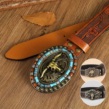 Load image into Gallery viewer, Retro Punk Embossed Western Denim Belt
