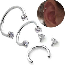 Load image into Gallery viewer, Zirkonia Hestesko Ring med Gjengede Stener for Piercinger