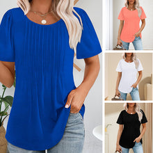 Load image into Gallery viewer, Elegant Pleated Round-Neck T-Shirt for Women