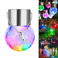 Load image into Gallery viewer, Multicolor Crackle Glass Hanging Solar Lights
