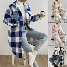 Load image into Gallery viewer, Women’s Chic Plaid Print Warm Plush Long Coat