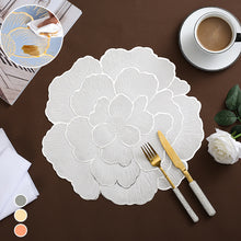 Load image into Gallery viewer, Hollow Out Flower Design Round Placemat Set