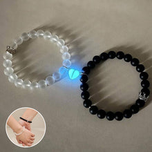 Load image into Gallery viewer, Couple's Light Up Beaded Bracelet with Crown and Heart - Set of 2