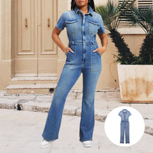 Load image into Gallery viewer, Slim Bootcut Denim-Jumpsuit