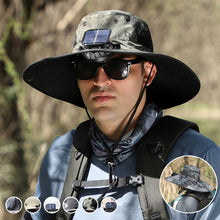 Load image into Gallery viewer, Solar &amp; USB Charging Fan Outdoor Fishing Hat
