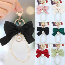 Load image into Gallery viewer, Cute Faux Pearl Decorated Wristlet Keychain