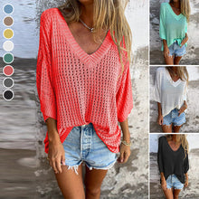 Load image into Gallery viewer, V-neck Hollow Knitted Top