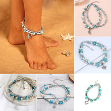Load image into Gallery viewer, Sea turtle Anklet Starfish Turquoise
