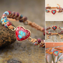 Load image into Gallery viewer, Natural Stone Heart Charm Bracelet
