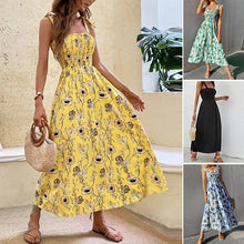 Load image into Gallery viewer, Sleeveless Suspender Print Elegant Dress