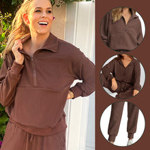 Load image into Gallery viewer, Long Sleeve Half Zip Pullover Sweatshirt Joggers Set