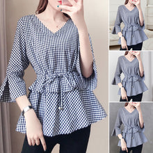 Load image into Gallery viewer, Black and White Plaid Narrow Waist Shirt