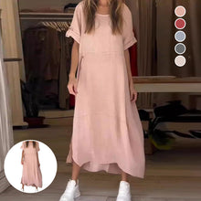 Load image into Gallery viewer, Women's Cotton And Linen Side Button Dress