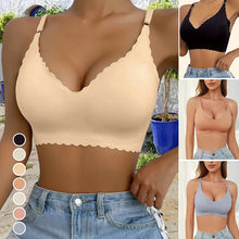 Load image into Gallery viewer, Women's Solid Scallop Trim Wireless Push Up Bra