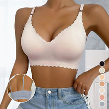 Load image into Gallery viewer, Women's Solid Scallop Trim Wireless Push Up Bra