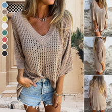 Load image into Gallery viewer, V-neck Hollow Knitted Top