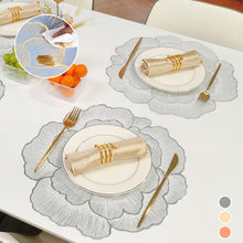 Load image into Gallery viewer, Hollow Out Flower Design Round Placemat Set