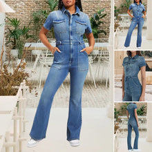 Load image into Gallery viewer, Slim Bootcut Denim-Jumpsuit