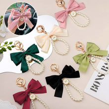 Load image into Gallery viewer, Cute Faux Pearl Decorated Wristlet Keychain