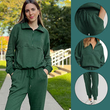 Load image into Gallery viewer, Long Sleeve Half Zip Pullover Sweatshirt Joggers Set