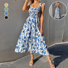 Load image into Gallery viewer, Sleeveless Suspender Print Elegant Dress