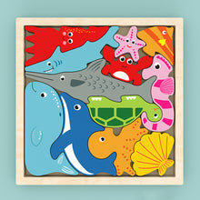 Load image into Gallery viewer, Wooden Animal Block Puzzle