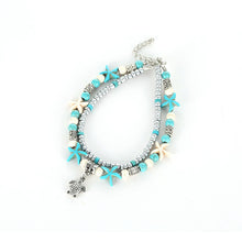 Load image into Gallery viewer, Sea turtle Anklet Starfish Turquoise