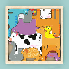 Load image into Gallery viewer, Wooden Animal Block Puzzle
