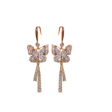 Load image into Gallery viewer, Crystal Butterfly Tassel Earrings