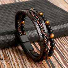 Load image into Gallery viewer, Natural Obsidian Magnetic Buckle Bracelet
