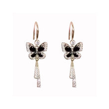 Load image into Gallery viewer, Crystal Butterfly Tassel Earrings