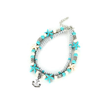 Load image into Gallery viewer, Sea turtle Anklet Starfish Turquoise