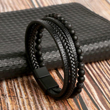 Load image into Gallery viewer, Natural Obsidian Magnetic Buckle Bracelet